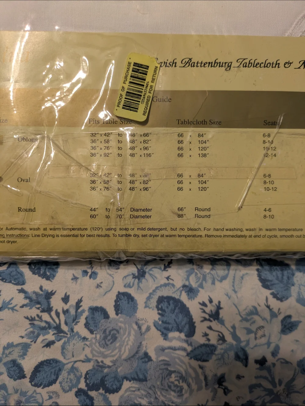 Hand Crafted Oval White Battenburg Lace Tablecloth & Napkin Set